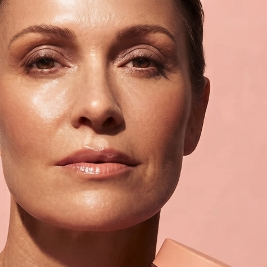 Femme au visage hydraté et lumineux