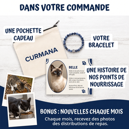 Dans votre commande : pochette cadeau, bracelet, histoire de nos points de nourrissage